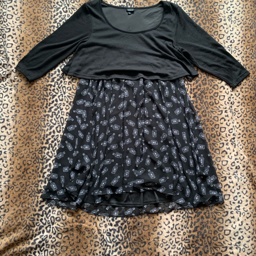 Torrid Black and White poison bottle Dress